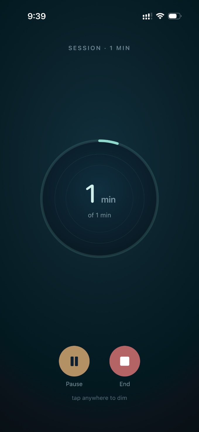A single calm ring marking the meditation session time